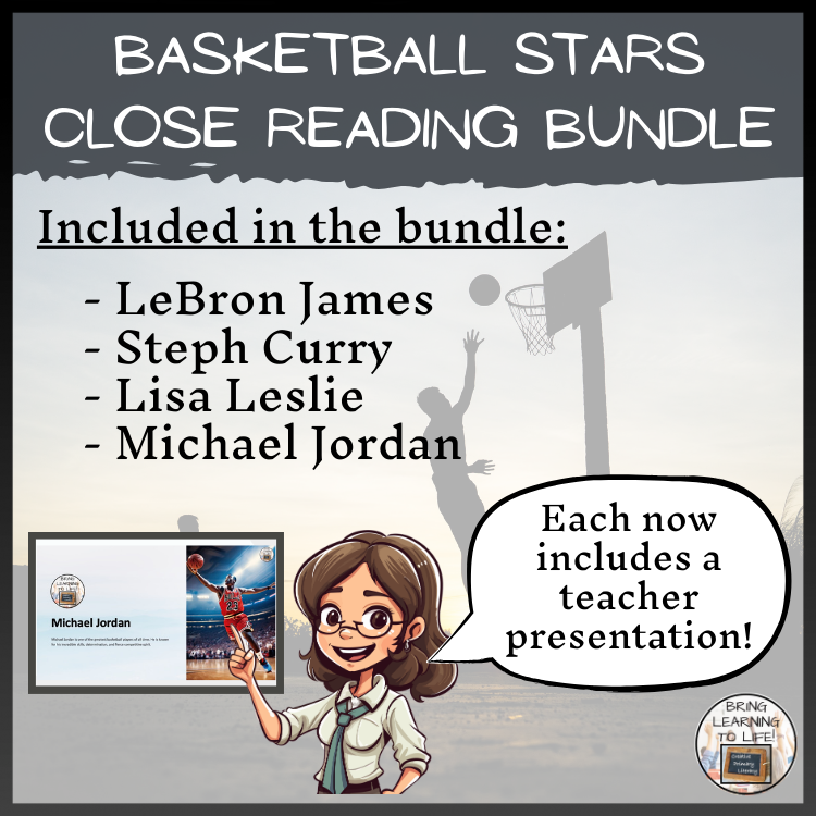 Greatest Basketball Players Close Reading & Presentation Bundle | 3rd-4th Grade