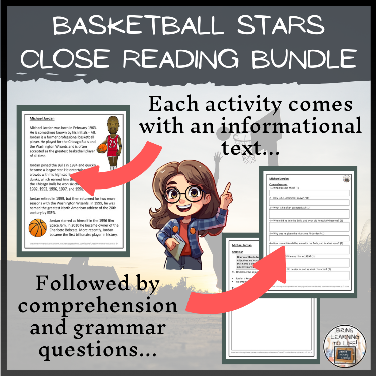 Greatest Basketball Players Close Reading & Presentation Bundle | 3rd-4th Grade