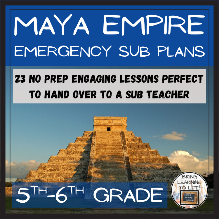 Emergency Sub Plans | Maya Empire Bundle | 5th Grade & 6th Grade