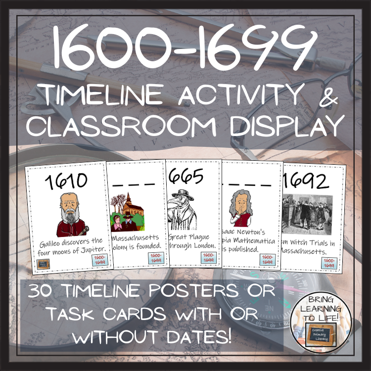 1600 to 1699 Timeline Activity & Classroom Display