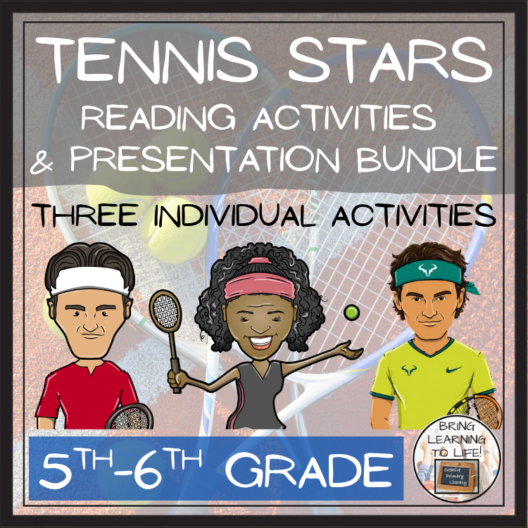 Tennis Players Close Reading Comprehension Activity Bundle | 5th & 6th Grade
