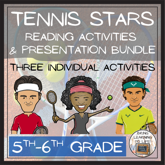 Tennis Players Close Reading Comprehension Activity Bundle | 5th & 6th Grade