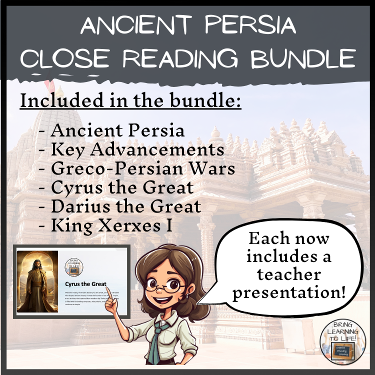 Ancient Persia Close Reading Comprehension Bundle | 3rd Grade & 4th Grade