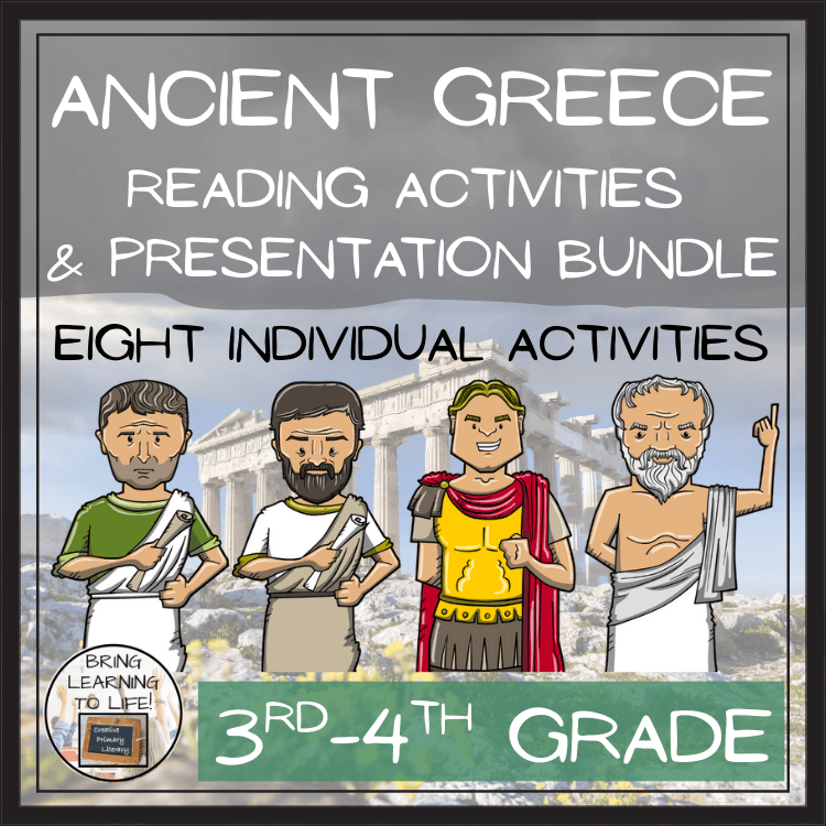 Ancient Greece Close Reading Comprehension Activity Bundle | 3rd & 4th Grade