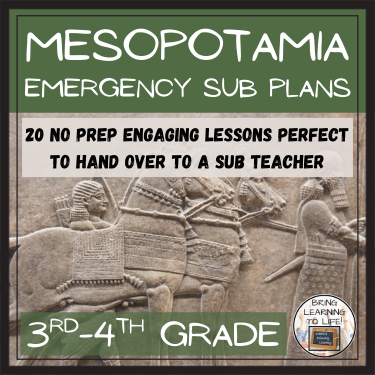 Emergency Sub Plans | Ancient Mesopotamia Bundle | 3rd Grade & 4th Grade