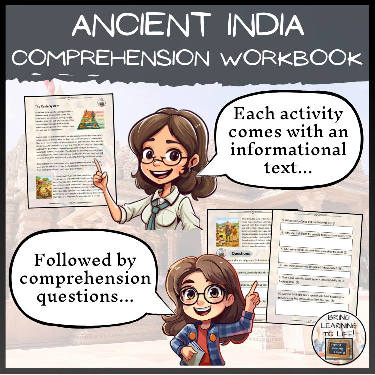 Ancient India Reading Comprehension Workbook | 5th-6th Grade