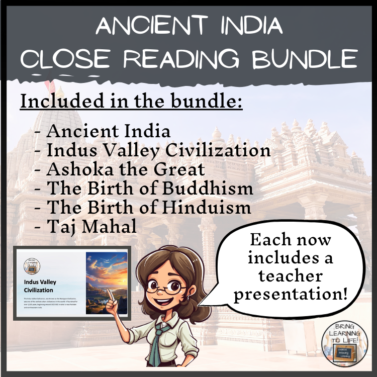Ancient India Close Reading Comprehension Bundle | 3rd Grade & 4th Grade