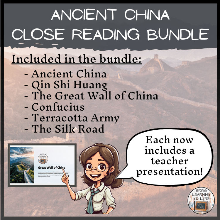 Ancient China Close Reading Comprehension Bundle | 3rd Grade & 4th Grade