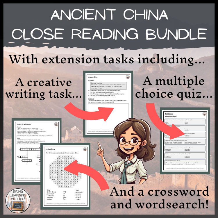 Ancient China Close Reading Comprehension Bundle | 3rd Grade & 4th Grade