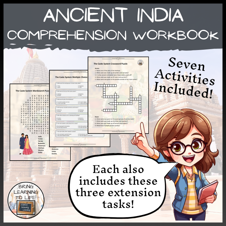 Ancient India Reading Comprehension Workbook | 5th-6th Grade