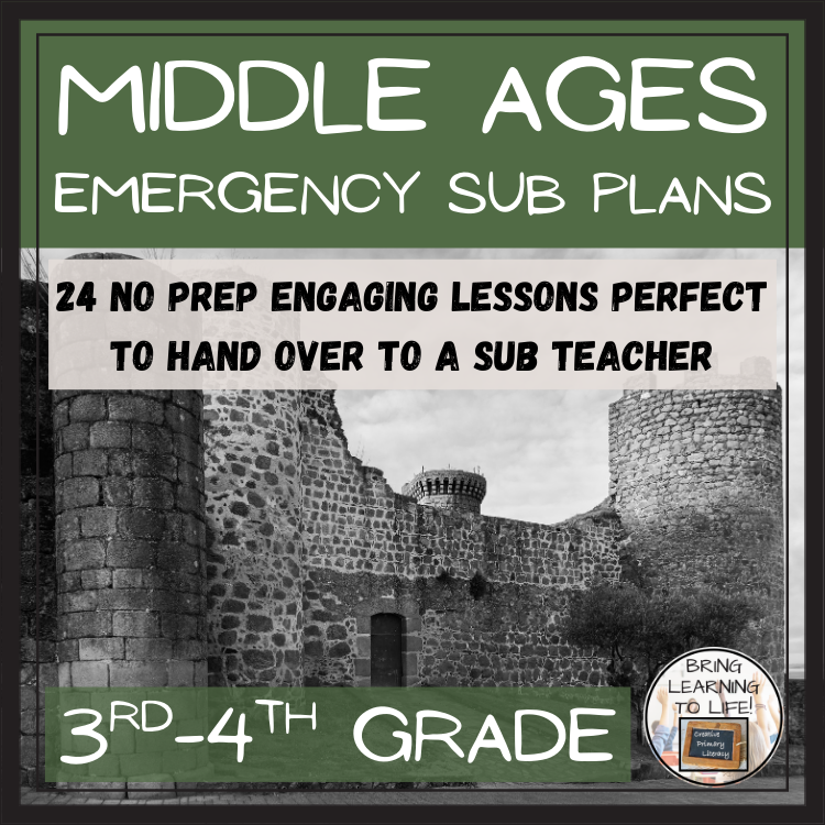 Emergency Sub Plans | Middle Ages Bundle | 3rd Grade & 4th Grade