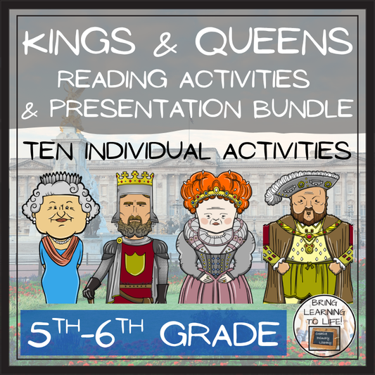 British Kings & Queens Close Reading Comprehension Bundle | 5th & 6th Grade