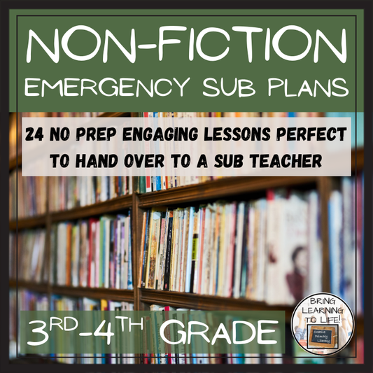 Emergency Sub Plans | Non-Fiction | 3rd Grade & 4th Grade