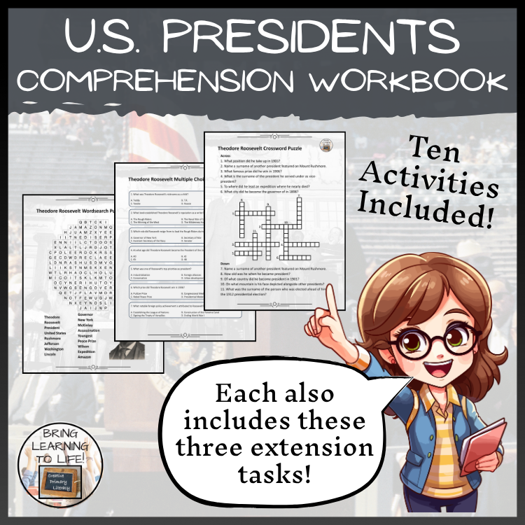 American Presidents Reading Comprehension Workbook | 5th-6th Grade