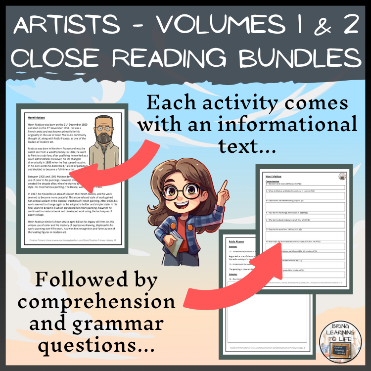 Famous Artists Close Reading Comprehension Mega Bundle | 5th & 6th Grade