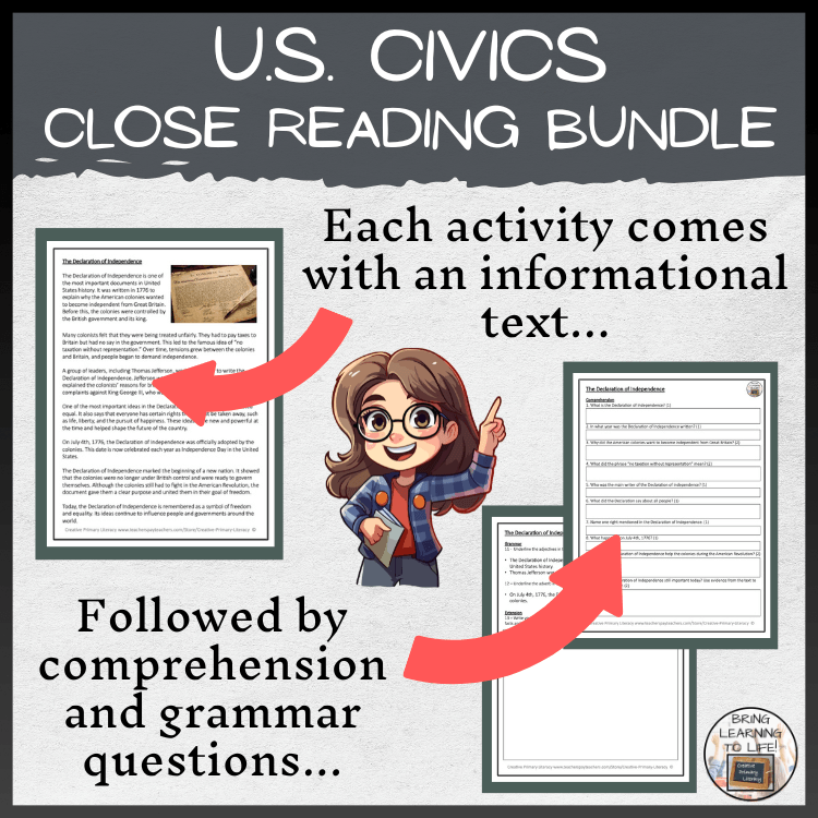 Civics Close Reading Bundle | U.S. Government | 5th & 6th Grade