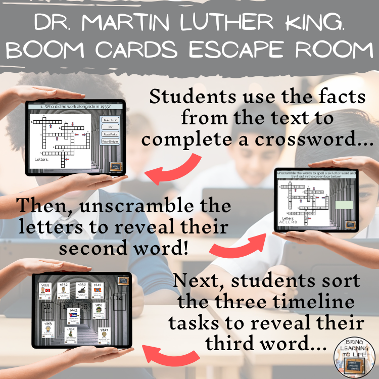 Martin Luther King BOOM Cards Escape Room | Digital ELA Reading Activity