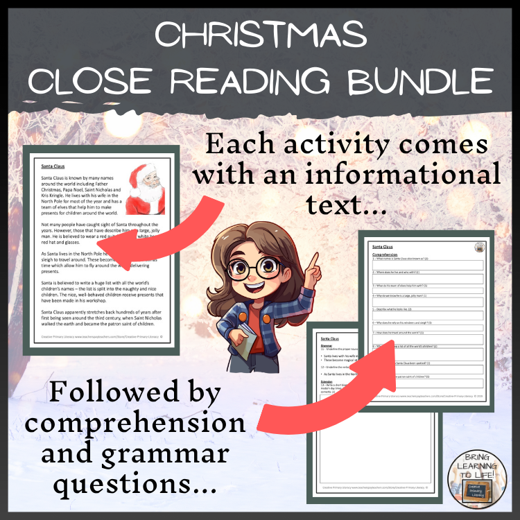 A Christmas Close Reading Comprehension Bundle | 5th Grade & 6th Grade