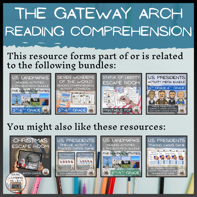 The Gateway Arch Reading Comprehension Activities | 5th Grade & 6th Grade