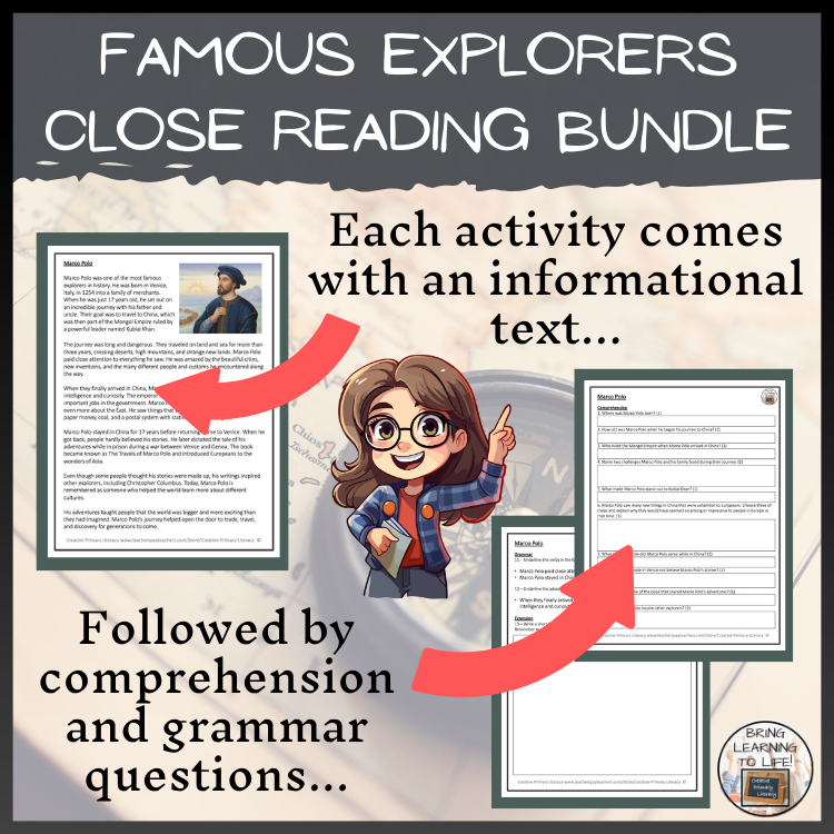 Famous Explorers Close Reading Comprehension Bundle | 5th Grade & 6th Grade