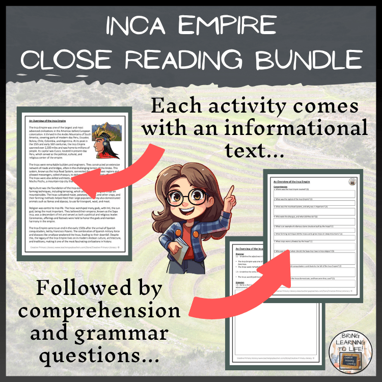 Inca Empire Close Reading Comprehension Bundle | 5th Grade & 6th Grade