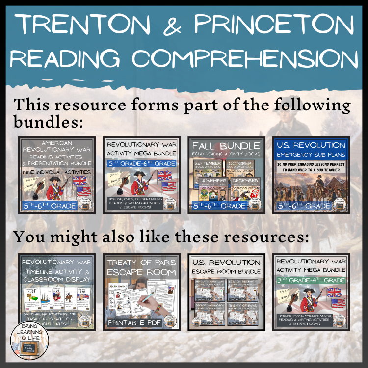 Battles of Trenton and Princeton Close Reading Comprehension | 5th & 6th Grade