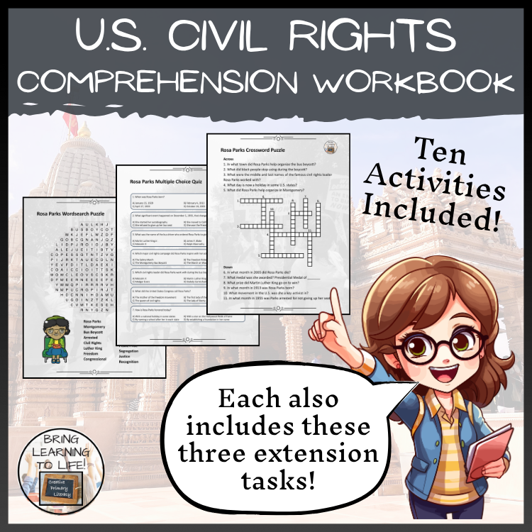 U.S. Civil Rights Reading Comprehension Workbook | 5th-6th Grade