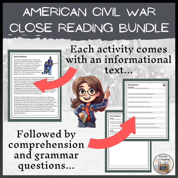 American Civil War Close Reading Activity Bundle | 5th & 6th Grade