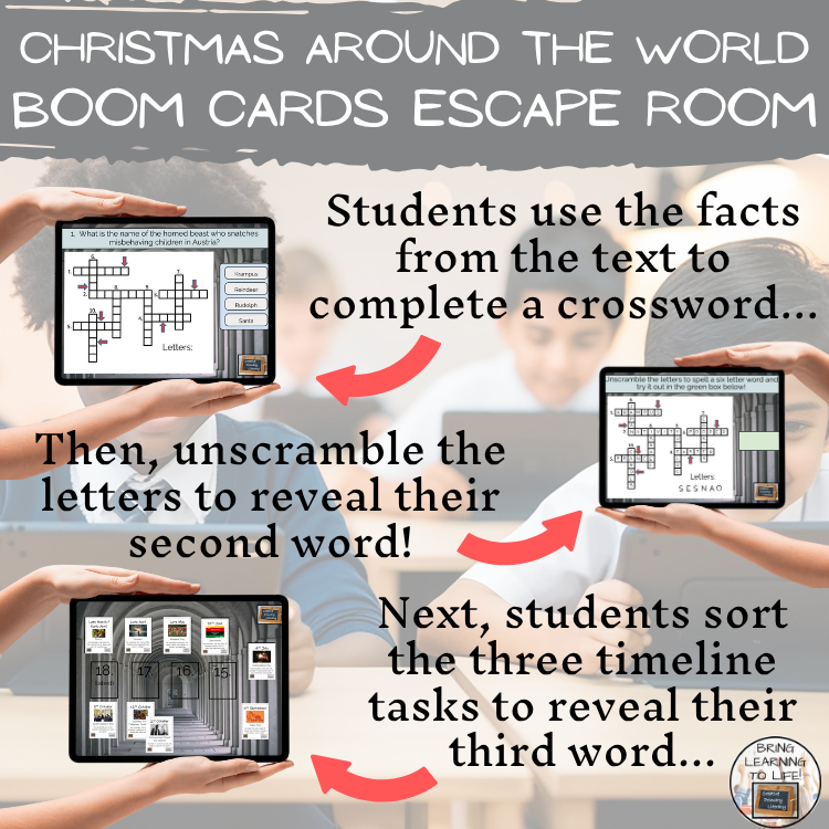 Christmas Around the World BOOM Cards Escape Room | Digital ELA Reading Activity