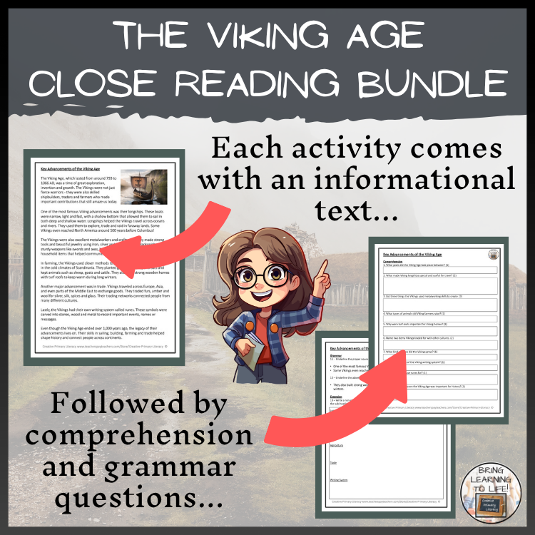 The Vikings Close Reading Comprehension Bundle | 5th & 6th Grade