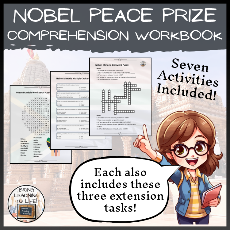 Nobel Peace Prize Reading Comprehension Workbook | 5th-6th Grade