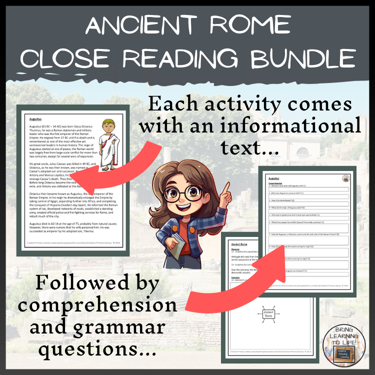 Ancient Rome Close Reading Comprehension Activity Bundle | 5th Grade & 6th Grade