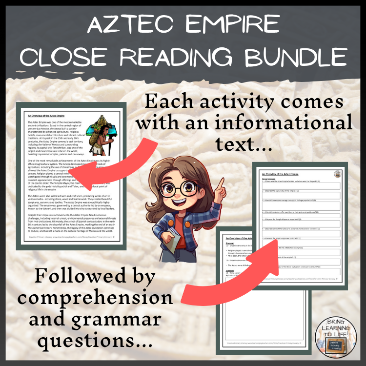 Aztec Empire Close Reading Comprehension Bundle | 5th Grade & 6th Grade