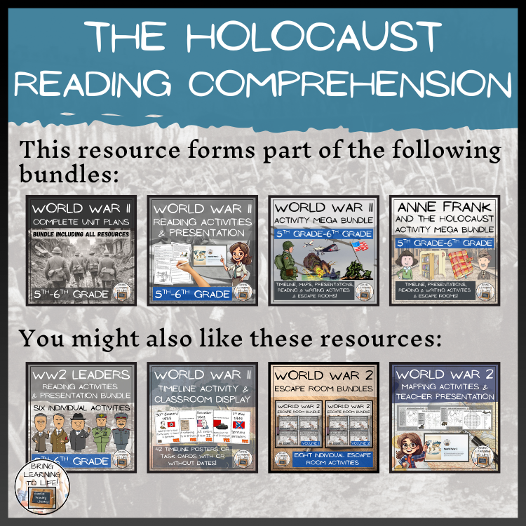 Holocaust of World War II Close Reading Comprehension | 5th Grade & 6th Grade