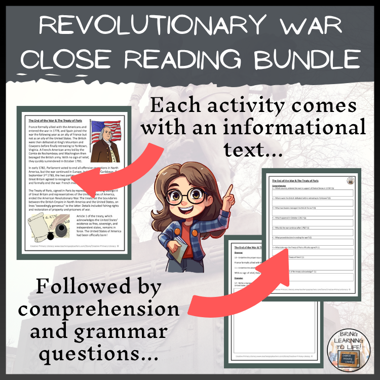 American Revolutionary War Close Reading Comprehension Bundle | 5th & 6th Grade