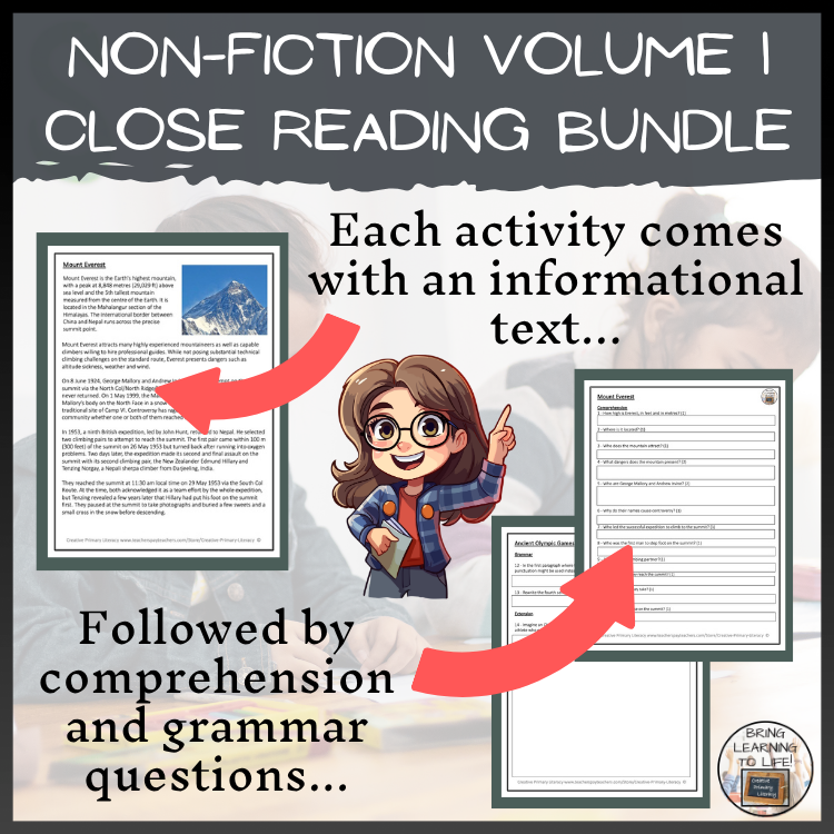Non-Fiction Close Reading Comprehension Bundle | 5th & 6th Grade