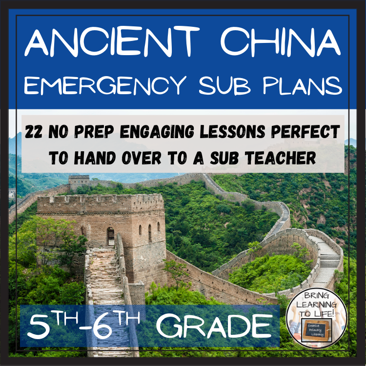Emergency Sub Plans | Ancient China Bundle | 5th Grade & 6th Grade