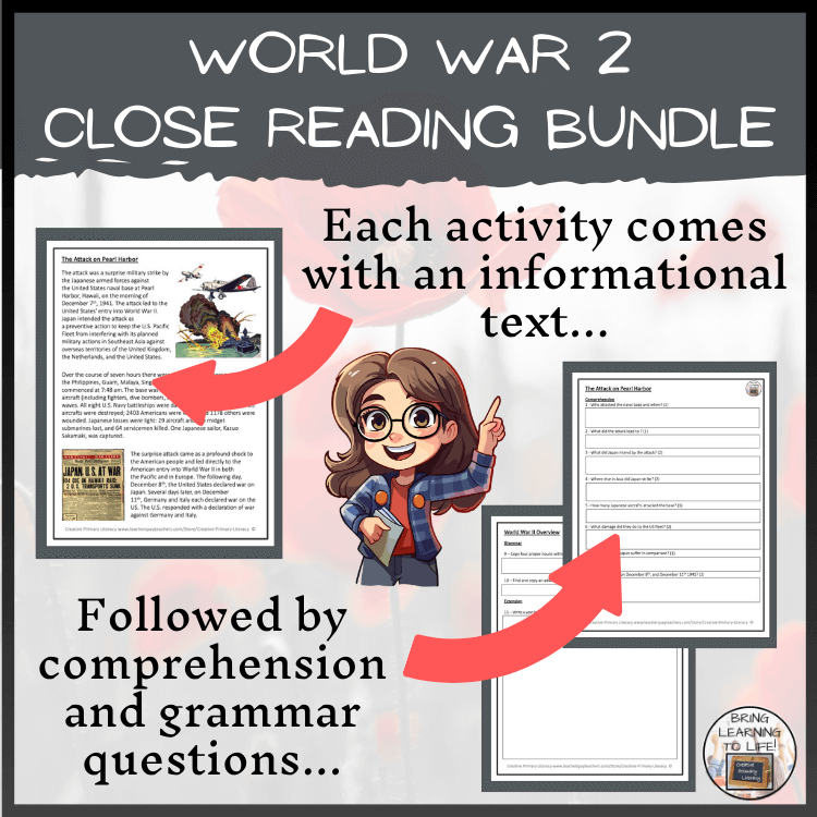 World War II Close Reading Comprehension Activity Bundle | 5th-6th Gra ...