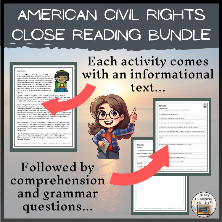 Civil Rights Movement Close Reading Comprehension Bundle | 5th Grade & 6th Grade