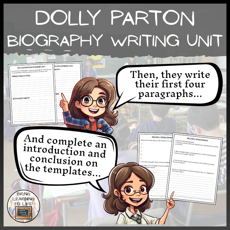 Dolly Parton Biography Writing Unit | 5th Grade & 6th Grade