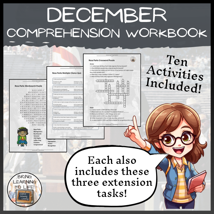December in History Reading Comprehension Workbook | 5th-6th Grade