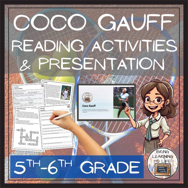 Coco Gauff Close Reading Comprehension Activities | 5th Grade & 6th Grade