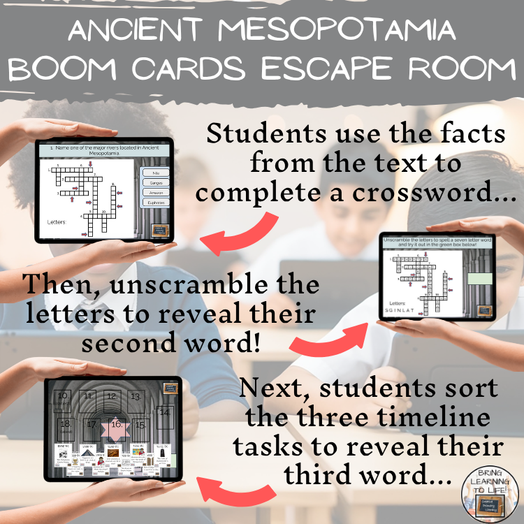 Ancient Mesopotamia BOOM Cards Escape Room | Digital ELA Reading Activity