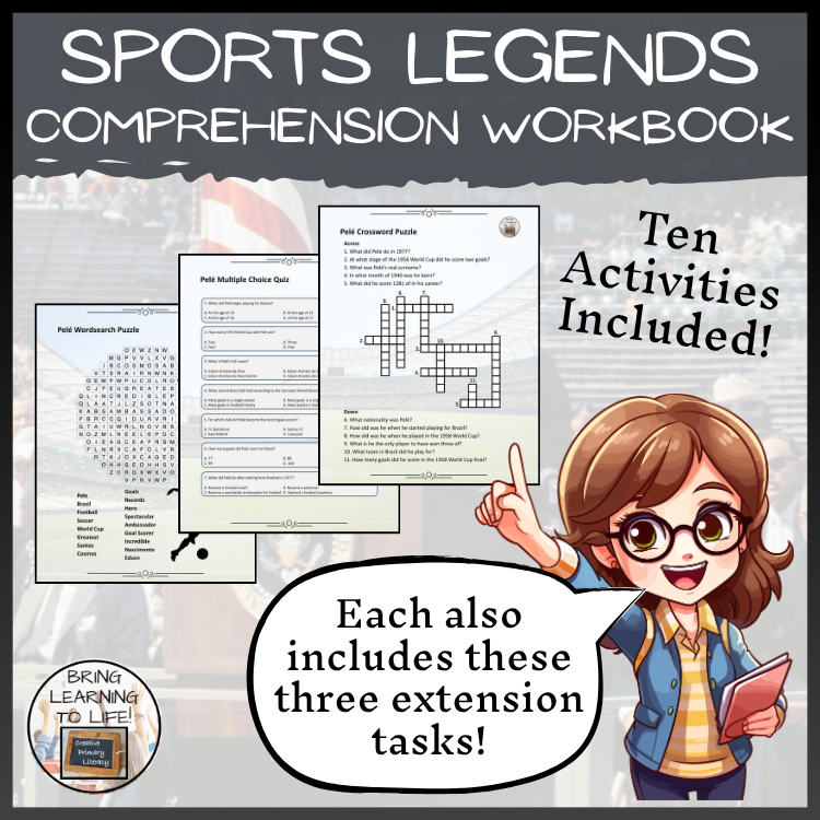 Sports Legends Reading Comprehension Workbook | 5th-6th Grade