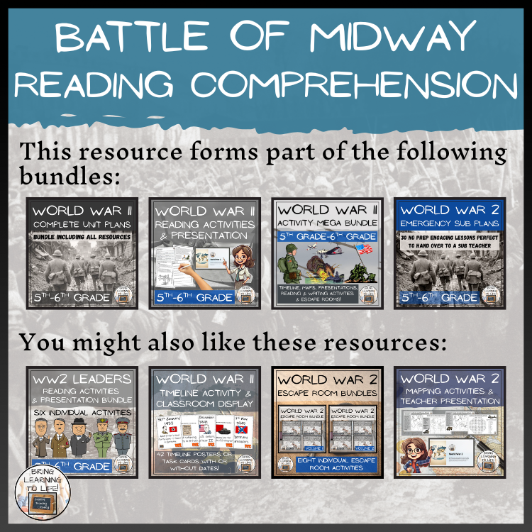 Battle of Midway Close Reading Comprehension Activity | 5th Grade & 6th Grade