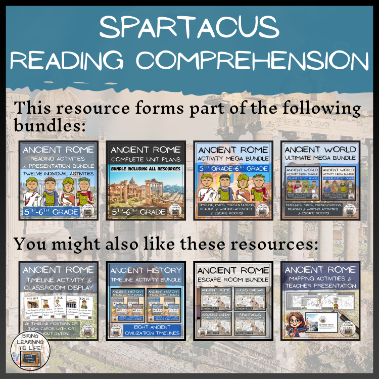 Spartacus Close Reading Comprehension Activity | 5th Grade & 6th Grade