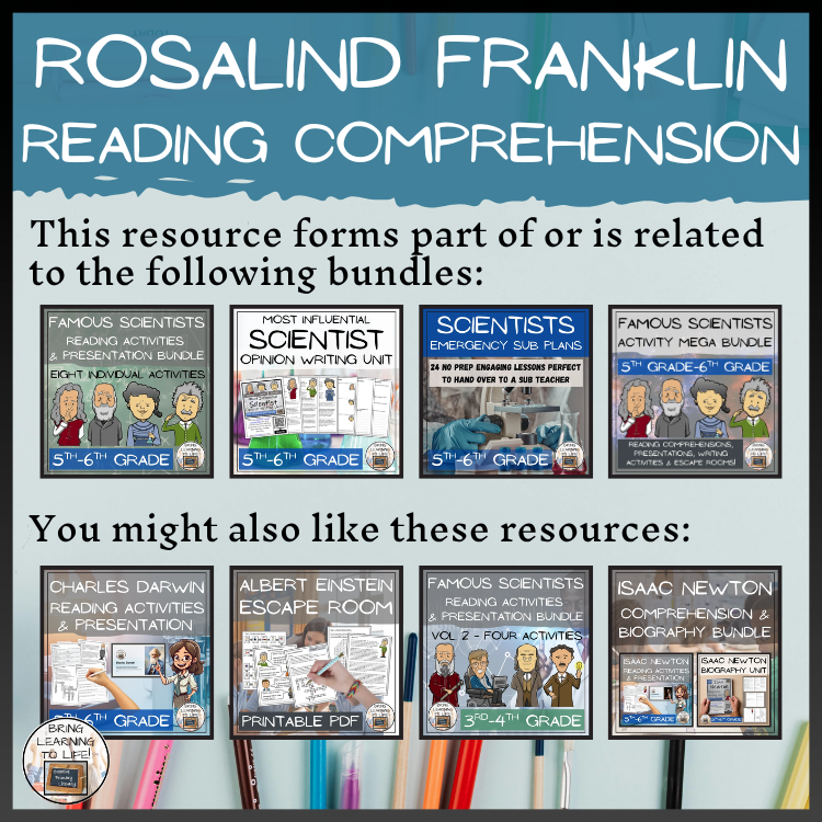 Rosalind Franklin Reading Comprehension Activities | 5th Grade & 6th Grade