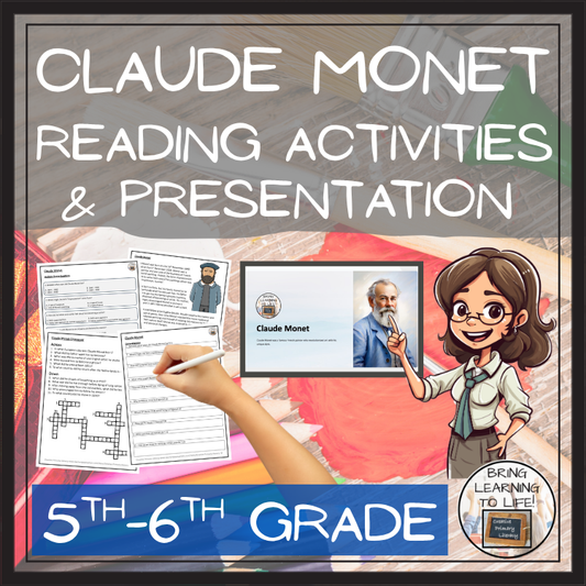 Claude Monet Close Reading Comprehension Activities | 5th Grade & 6th Grade