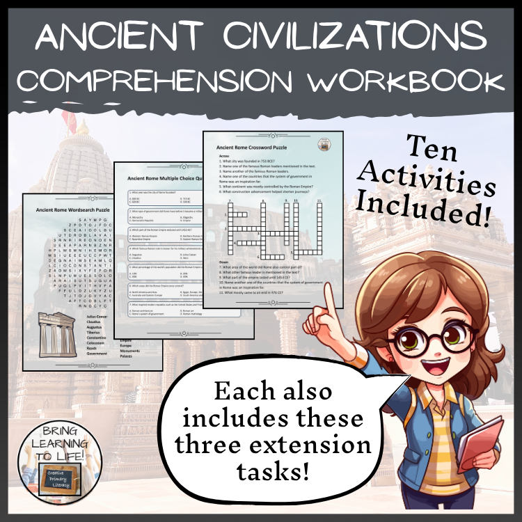 Ancient Civilizations Reading Comprehension Workbook | 5th-6th Grade
