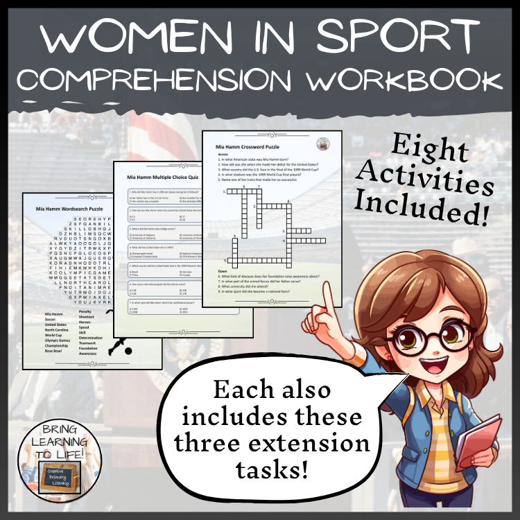 Women in Sport Reading Comprehension Workbook | 5th-6th Grade | Morning Work